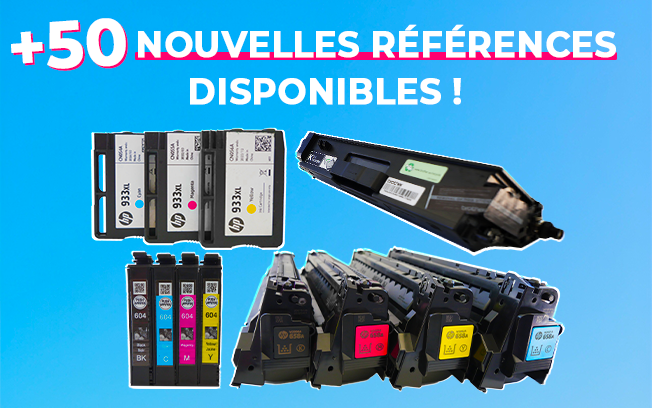 50 cartouches ajouté à la liste de rachat de Selecteo de marque HP, Brother, Epson et Ricoh
