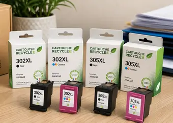 Des cartouches d'encre recyclées ou remanufacturées