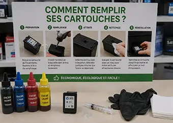 Une collecte de cartouches d'encre vides