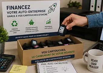 Un carton de cartouche d'encre pour financer son auto-entreprise